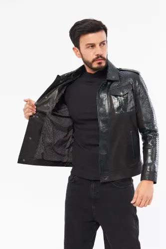 Derinss Der721p Hakiki Piton Hakiki Deri Erkek Yeşil Mont-siyah - 7