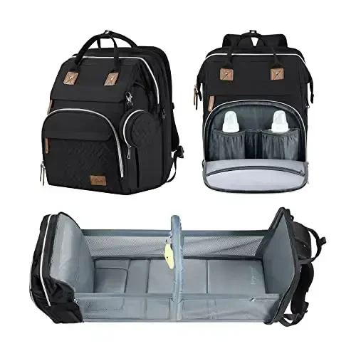 DERJUNSTAR Baby Diaper Bag Backpack, Diaper Changing Station, Baby Bags for Boys Girls,Waterproof Changing Pad,USB Charging Port,Pacifier Case, Sunshade and Toy Bar, - MODAZONE