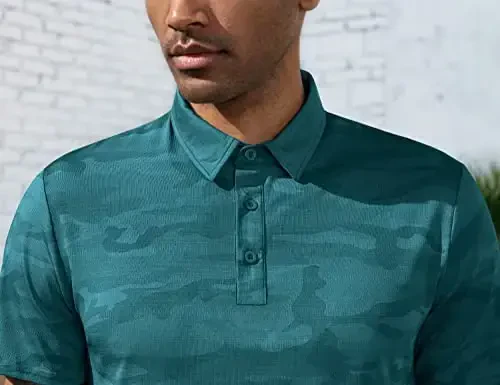 Derminpro erkaklar kamuflyaj golf futbolkalari namlikni yutuvchi qisqa/uzun yengli quruq mos golf pololari - 4