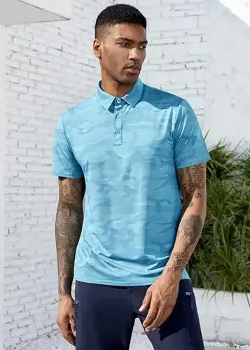 Derminpro erkaklar kamuflyaj golf ko'ylaklari namlikni chiqaruvchi qisqa/uzun yengli quruq golf pololari - 2