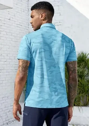 Derminpro erkaklar kamuflyaj golf ko'ylaklari namlikni chiqaruvchi qisqa/uzun yengli quruq golf pololari - 3