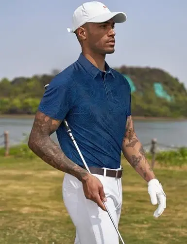 Derminpro erkaklar kamuflyaj golf ko'ylaklari namlikni chiqaruvchi qisqa/uzun yengli quruq golf pololari - 3