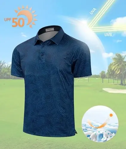 Derminpro erkaklar kamuflyaj golf ko'ylaklari namlikni chiqaruvchi qisqa/uzun yengli quruq golf pololari - 5