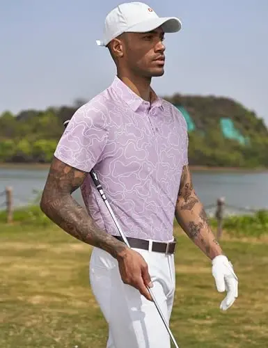 Derminpro erkaklar kamuflyaj golf ko'ylaklari namlikni chiqaruvchi qisqa/uzun yengli quruq mos golf pololari - 3