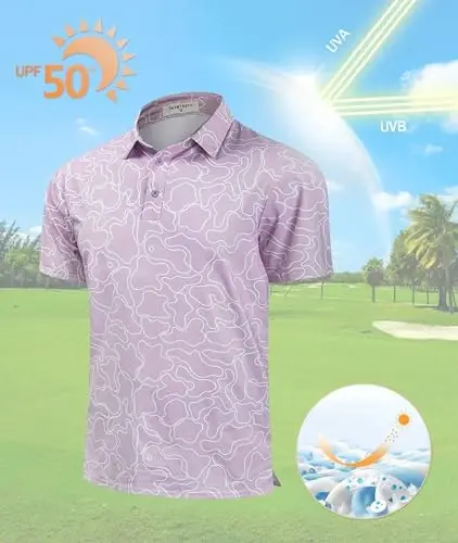 Derminpro erkaklar kamuflyaj golf ko'ylaklari namlikni chiqaruvchi qisqa/uzun yengli quruq mos golf pololari - 5