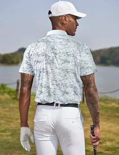 Derminpro erkaklar kamuflyaj golf ko'ylaklari Namlikni ketkazuvchi qisqa/uzun yengli quruq mos golf pololari - 3