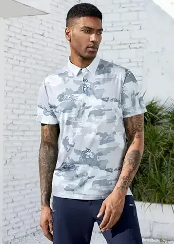 Derminpro erkaklar kamuflyaj golf ko'ylaklari namlikni olib tashlaydigan qisqa/uzun yengli quruq golf pololari - 2