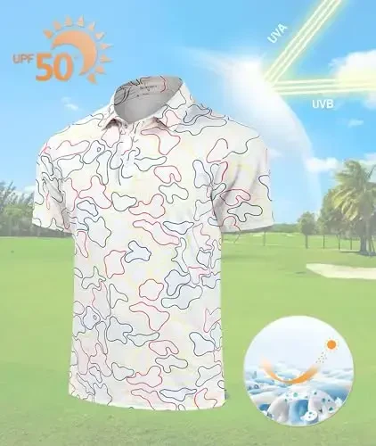 Derminpro erkaklar kamuflyaj golf ko'ylaklari namlikni yo'qotuvchi qisqa/uzun yengli quruq mos golf pololari - 5