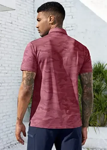 Derminpro erkaklar kamuflyaj golf ko'ylaklari namlikni yo'qotuvchi qisqa/uzun yengli quruq mos golf pololari - 3