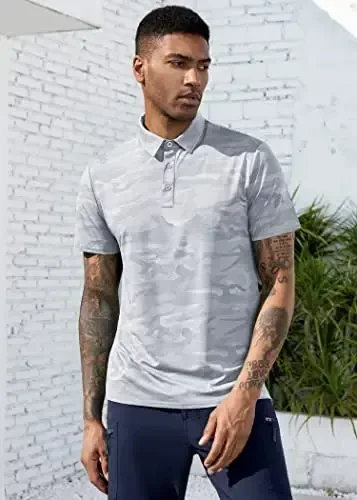 Derminpro erkaklar kamuflyaj golf ko'ylaklari namlikni yo'qotuvchi qisqa/uzun yengli quruq mos golf pololari - 2