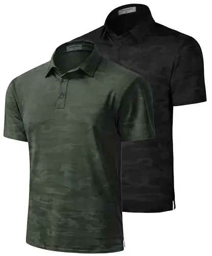 Derminpro Men’s Camo Golf Shirts Moisture Wicking Short/Long Sleeve Dry Fit Golf Polos - 1