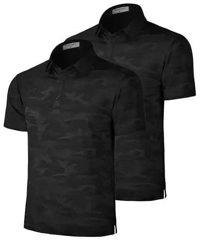 Derminpro Men's Camo Golf Shirts Moisture Wicking Short/Long Sleeve Dry Fit Golf Polos - 1