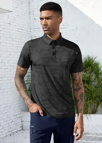 Derminpro Men's Camo Golf Shirts Moisture Wicking Short/Long Sleeve Dry Fit Golf Polos - DERMINPRO (1)