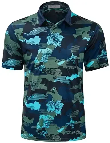 Derminpro Men’s Camo Golf Shirts Moisture Wicking Short/Long Sleeve Dry Fit Golf Polos - 1