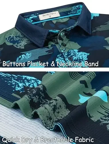 Derminpro Men’s Camo Golf Shirts Moisture Wicking Short/Long Sleeve Dry Fit Golf Polos - 4