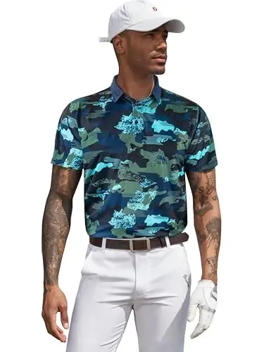 Derminpro Men’s Camo Golf Shirts Moisture Wicking Short/Long Sleeve Dry Fit Golf Polos - 2