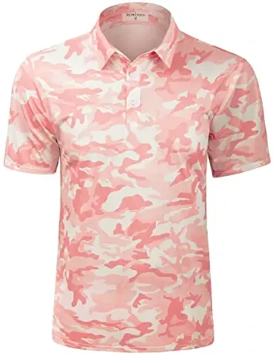 Derminpro Men’s Camo Golf Shirts Moisture Wicking Short/Long Sleeve Dry Fit Golf Polos - 1