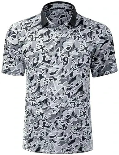 Derminpro Erkek Kamuflaj Golf Tişörtleri Nem Emici Kısa/Uzun Kollu Kuru Fit Golf Pololar 