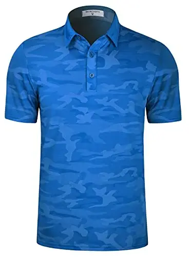Derminpro Erkek Kamuflaj Golf Tişörtleri Nem Emici Kısa/Uzun Kollu Kuru Fit Golf Poloları 