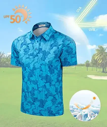 Derminpro Men's Camo Golf Shirts Moisture Wicking Short/Long Sleeve Dry Fit Golf Polos - DERMINPRO (1)