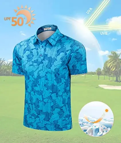 Derminpro Men's Camo Golf Shirts Moisture Wicking Short/Long Sleeve Dry Fit Golf Polos - 2