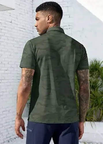 Derminpro Men's Camo Golf Shirts Moisture Wicking Short/Long Sleeve Dry Fit Golf Polos - 3