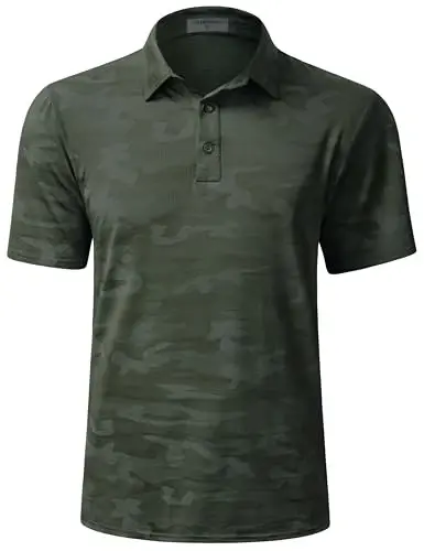 Derminpro Men’s Camo Golf Shirts Moisture Wicking Short/Long Sleeve Dry Fit Golf Polos - DERMINPRO