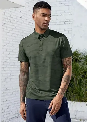 Derminpro Men’s Camo Golf Shirts Moisture Wicking Short/Long Sleeve Dry Fit Golf Polos - 2