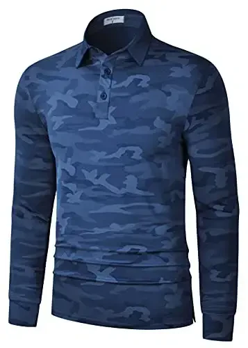 Derminpro Men’s Camo Golf Shirts Moisture Wicking Short/Long Sleeve Dry Fit Golf Polos 