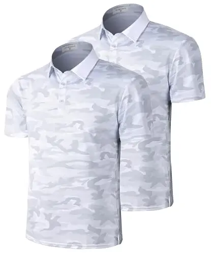 Derminpro Men’s Camo Golf Shirts Moisture Wicking Short/Long Sleeve Dry Fit Golf Polos - DERMINPRO