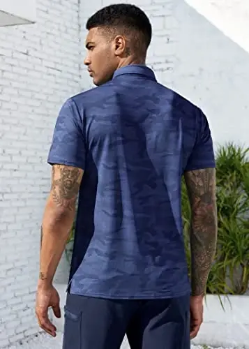 Derminpro Erkek Kamuflaj Golf Tişörtleri Nem Emici Kısa/Uzun Kollu Kuru Fit Golf Poloları - 3