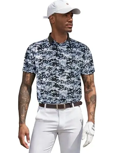 Derminpro Men’s Camo Golf Shirts Moisture Wicking Short/Long Sleeve Dry Fit Golf Polos - 2