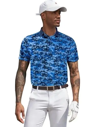 Derminpro Men's Camo Golf Shirts Moisture Wicking Short/Long Sleeve Dry Fit Golf Polos - DERMINPRO (1)