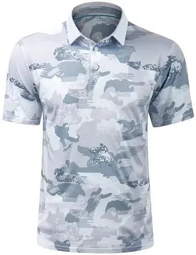 Derminpro Men's Camo Golf Shirts Moisture Wicking Short/Long Sleeve Dry Fit Golf Polos - DERMINPRO