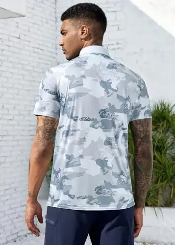 Derminpro Men's Camo Golf Shirts Moisture Wicking Short/Long Sleeve Dry Fit Golf Polos - 3