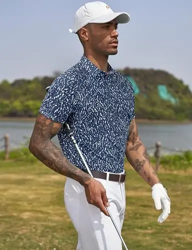 Derminpro Men's Camo Golf Shirts Moisture Wicking Short/Long Sleeve Dry Fit Golf Polos - 3