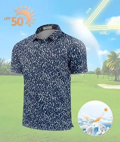 Derminpro Men's Camo Golf Shirts Moisture Wicking Short/Long Sleeve Dry Fit Golf Polos - 5