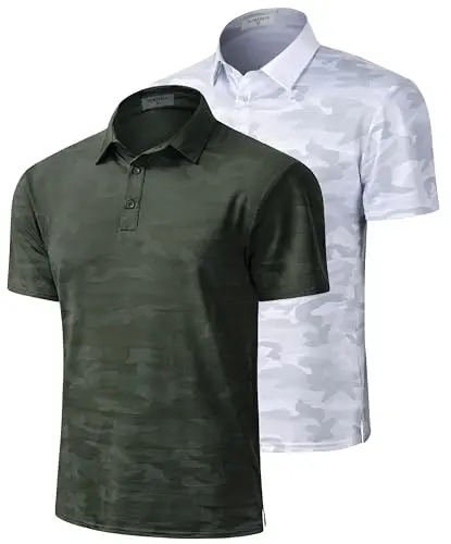 Derminpro Men's Camo Golf Shirts Moisture Wicking Short/Long Sleeve Dry Fit Golf Polos - 1