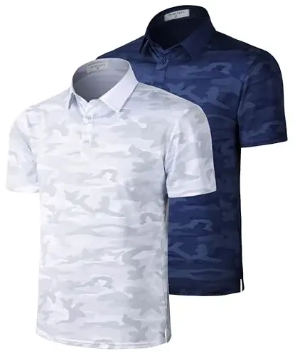 Derminpro Men's Camo Golf Shirts Moisture Wicking Short/Long Sleeve Dry Fit Golf Polos - 1