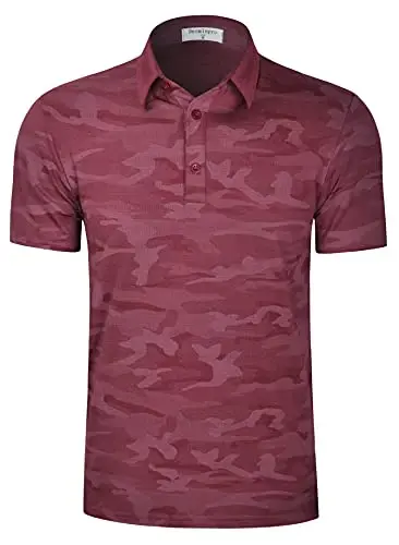 Derminpro Men's Camo Golf Shirts Moisture Wicking Short/Long Sleeve Dry Fit Golf Polos - 1