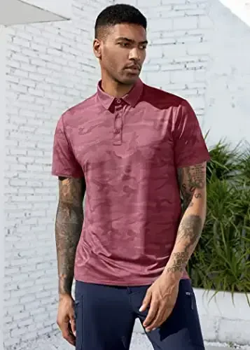 Derminpro Men's Camo Golf Shirts Moisture Wicking Short/Long Sleeve Dry Fit Golf Polos - DERMINPRO (1)