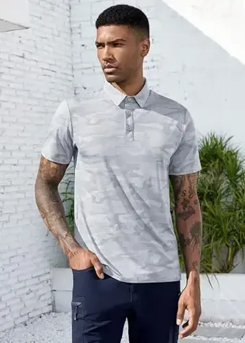 Derminpro Men's Camo Golf Shirts Moisture Wicking Short/Long Sleeve Dry Fit Golf Polos - 2