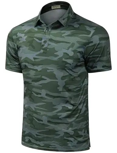 Derminpro Men's Camo Golf Shirts Moisture Wicking Short/Long Sleeve Dry Fit Golf Polos - 2