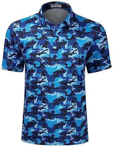 Derminpro Men’s Camo Golf Shirts Moisture Wicking Short/Long Sleeve Dry Fit Golf Polos 