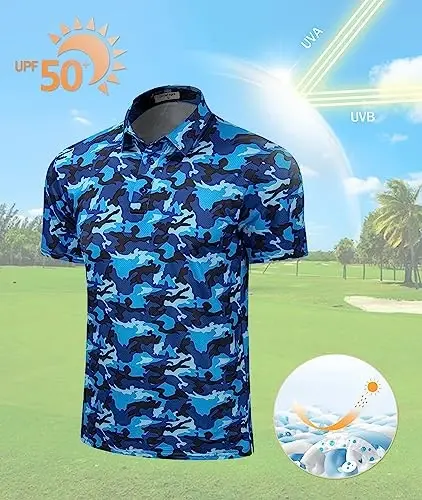 Derminpro Men’s Camo Golf Shirts Moisture Wicking Short/Long Sleeve Dry Fit Golf Polos - 2