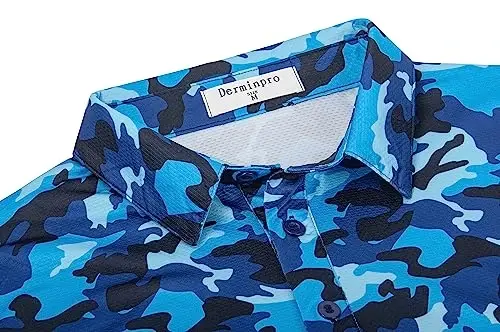 Derminpro Men’s Camo Golf Shirts Moisture Wicking Short/Long Sleeve Dry Fit Golf Polos - 4