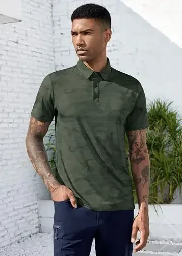 Derminpro Men’s Camo Golf Shirts Moisture Wicking Short/Long Sleeve Dry Fit Golf Polos - 2