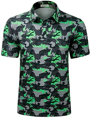 Derminpro Men's Camo Golf Shirts Moisture Wicking Short/Long Sleeve Dry Fit Golf Polos 