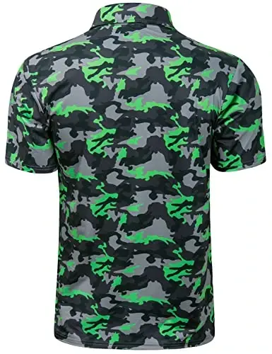 Derminpro Men's Camo Golf Shirts Moisture Wicking Short/Long Sleeve Dry Fit Golf Polos - DERMINPRO (1)