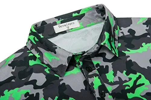 Derminpro Men's Camo Golf Shirts Moisture Wicking Short/Long Sleeve Dry Fit Golf Polos - 4